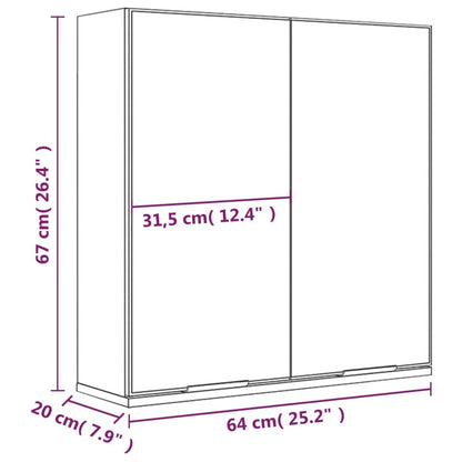 Armoire à miroir de salle de bain Chêne fumé 64x20x67 cm