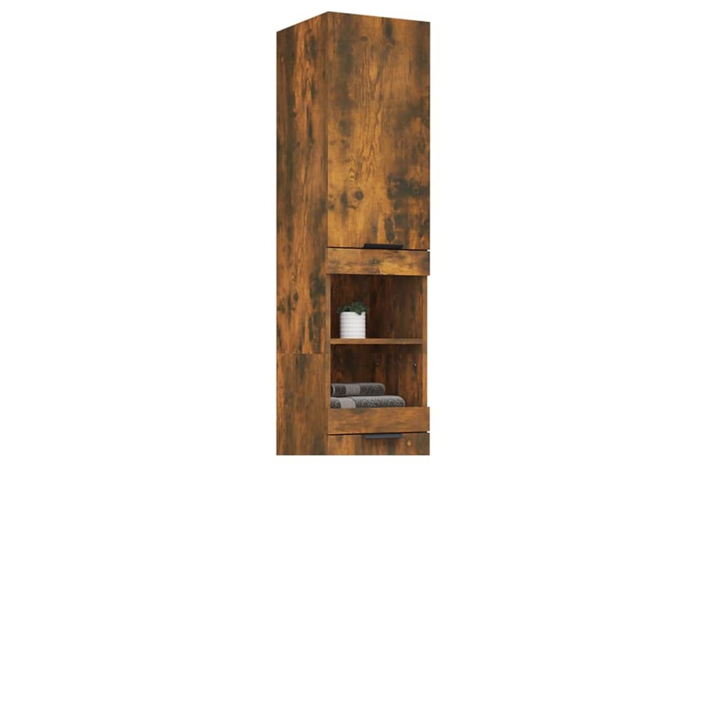 Armoire de bain Chêne fumé 32x34x188,5 cm Bois d'ingénierie