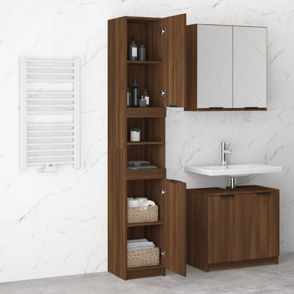 Armoire de bain Chêne marron 32x34x188,5 cm Bois d'ingénierie