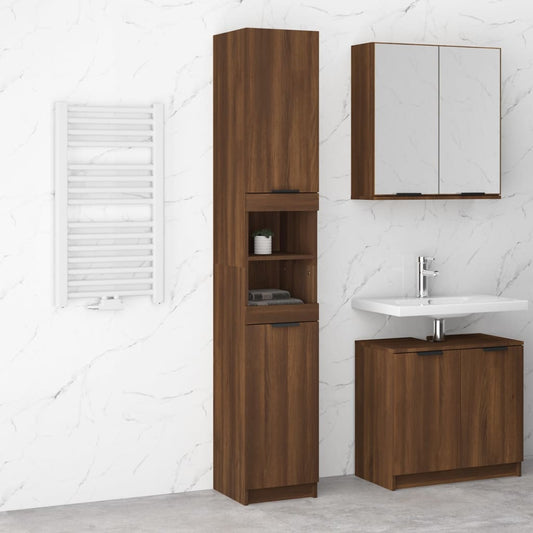 Armoire de bain Chêne marron 32x34x188,5 cm Bois d'ingénierie