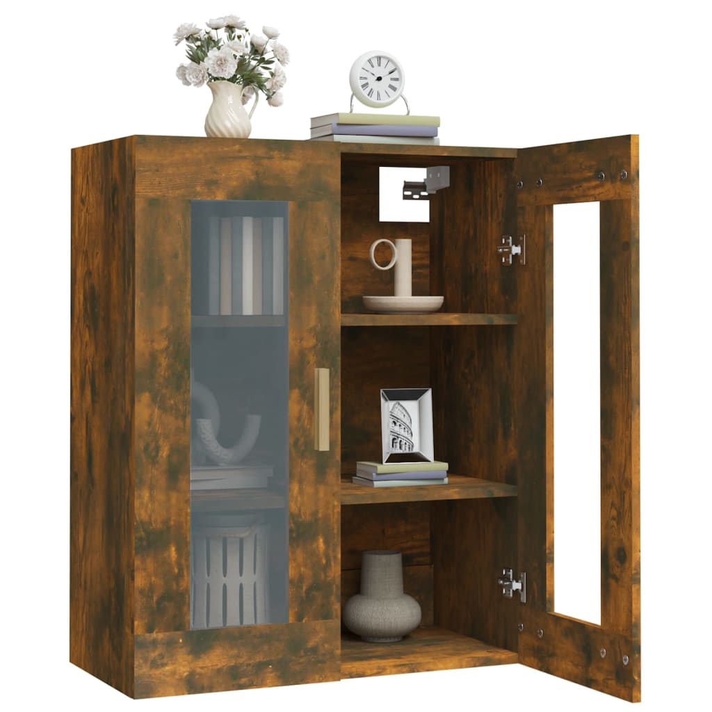 Armoire murale suspendue Chêne fumé 69,5x34x90 cm