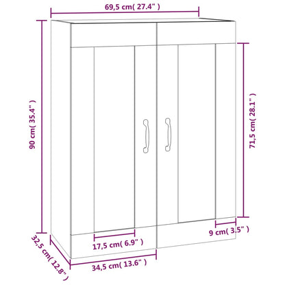 Armoire murale suspendue Chêne fumé 69,5x32,5x90 cm