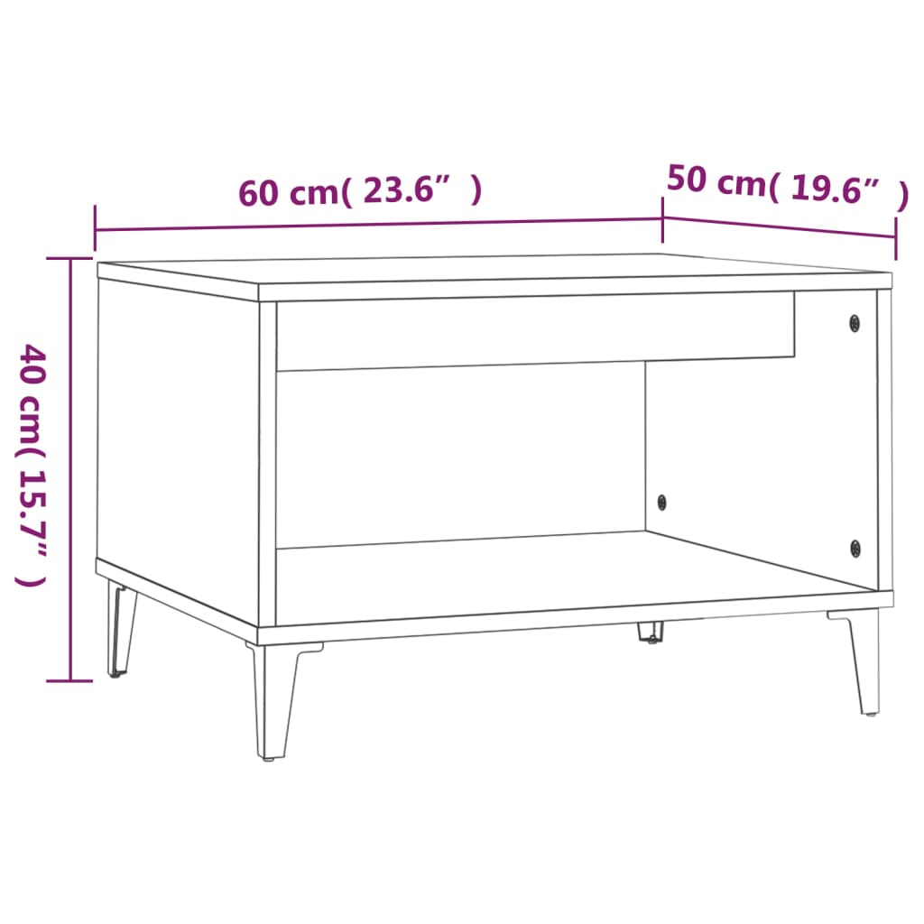 Table basse Chêne marron 60x50x40 cm Bois d'ingénierie