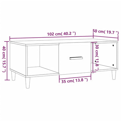 Table basse chêne fumé 102x50x40 cm bois d'ingénierie