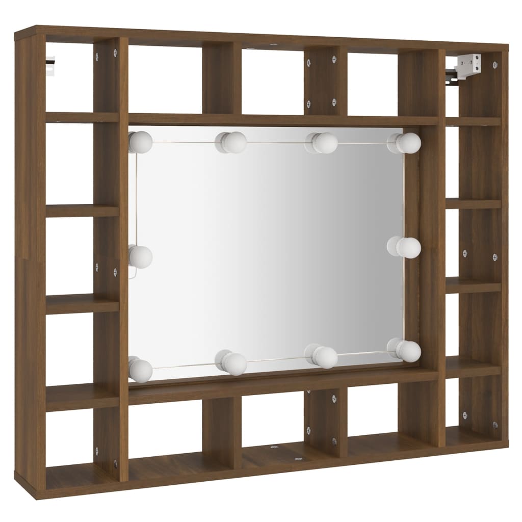 Armoire à miroir avec LED Chêne marron 91x15x76,5 cm