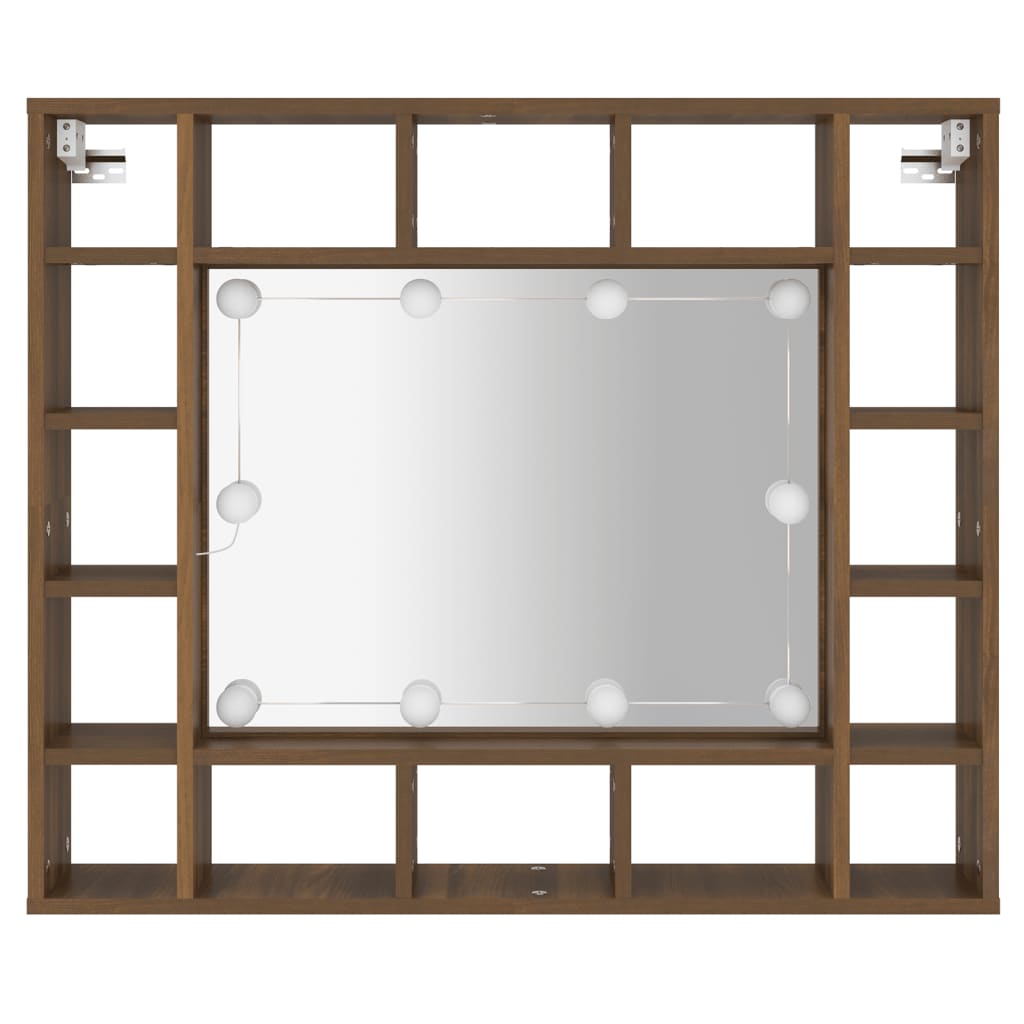 Armoire à miroir avec LED Chêne marron 91x15x76,5 cm