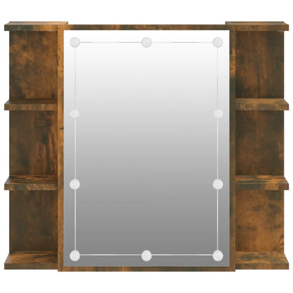 Armoire à miroir avec LED Chêne fumé 70x16,5x60 cm