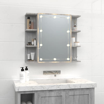 Armoire à miroir avec LED Sonoma gris 70x16,5x60 cm