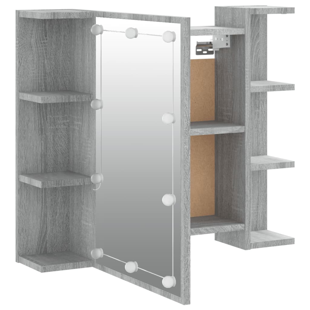 Armoire à miroir avec LED Sonoma gris 70x16,5x60 cm