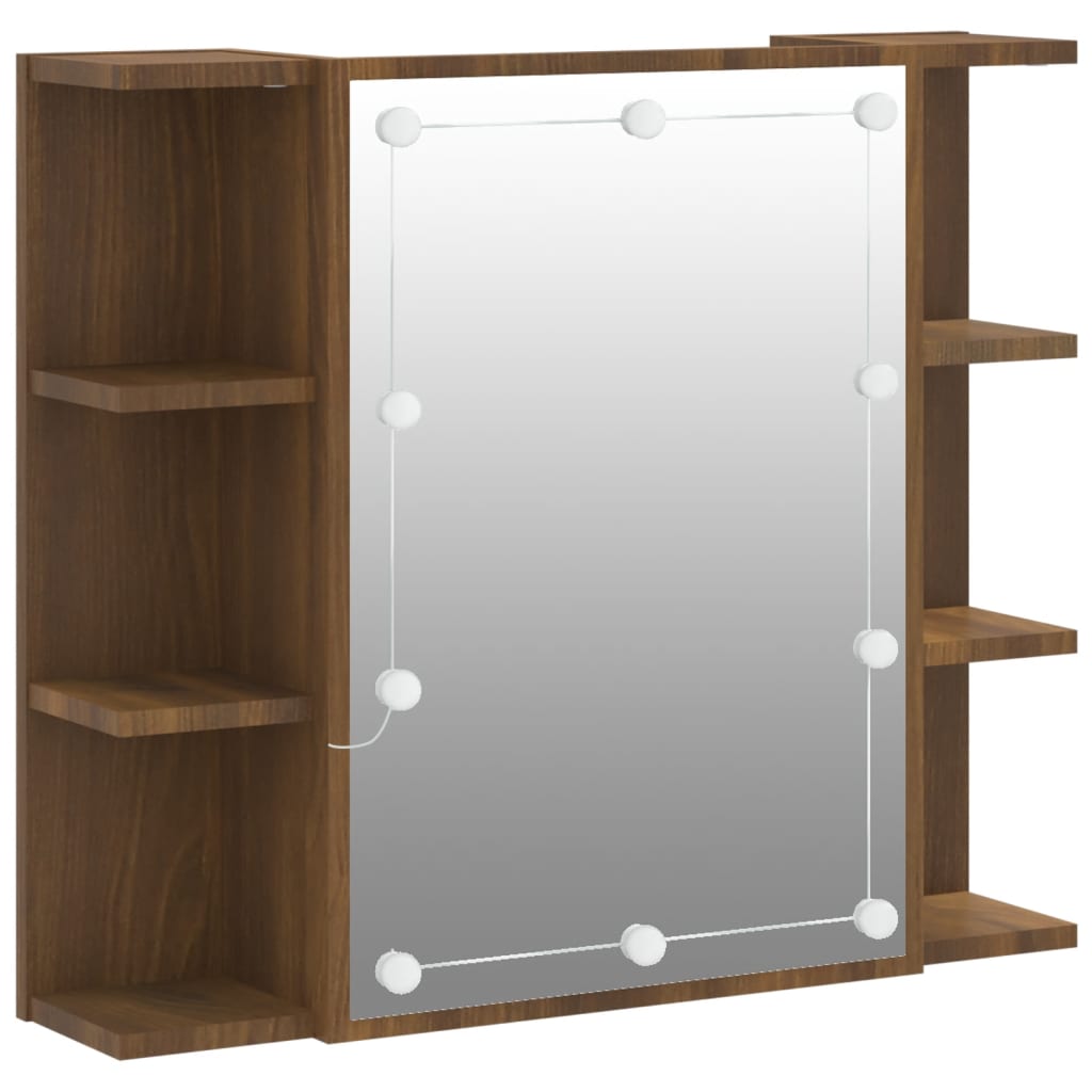 Armoire à miroir avec LED Chêne marron 70x16,5x60 cm