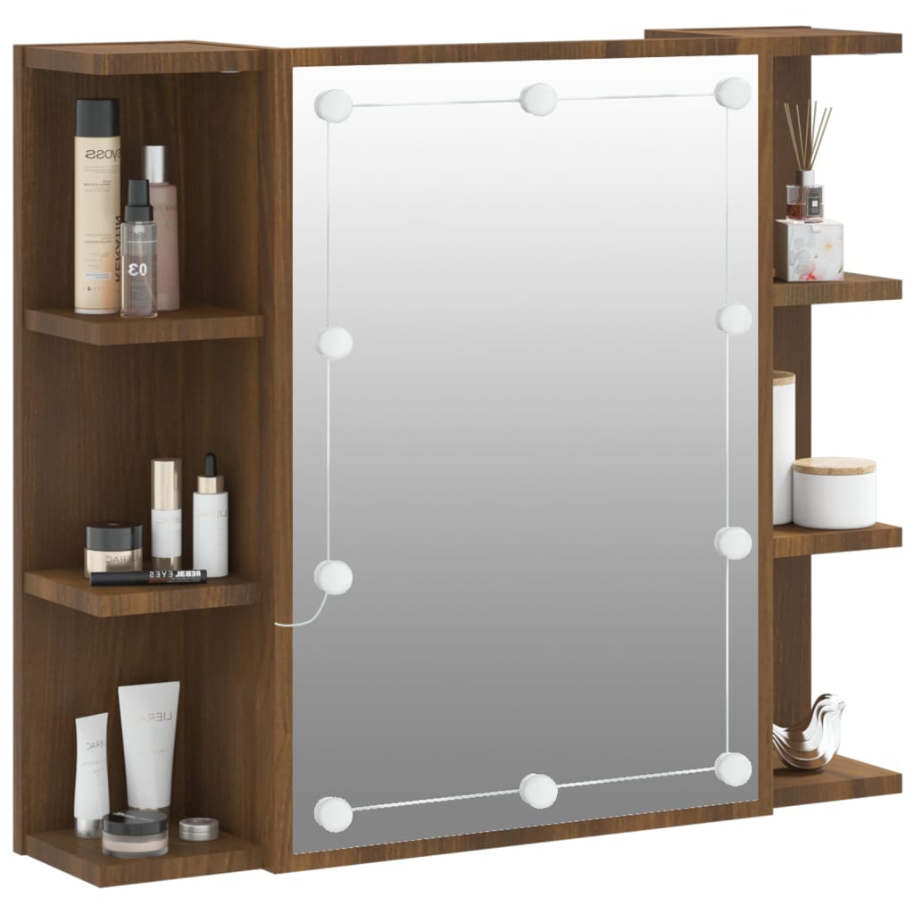 Armoire à miroir avec LED Chêne marron 70x16,5x60 cm