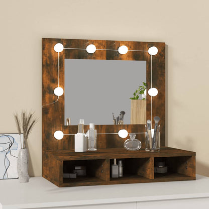 Armoire à miroir avec LED Chêne fumé 60x31,5x62 cm