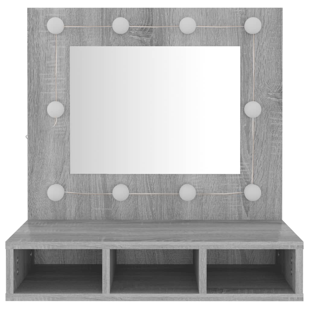 Armoire à miroir avec LED Sonoma gris 60x31,5x62 cm