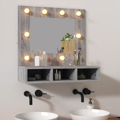 Armoire à miroir avec LED Sonoma gris 60x31,5x62 cm