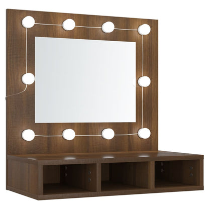 Armoire à miroir avec LED Chêne marron 60x31,5x62 cm