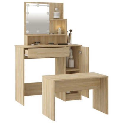 Ensemble de coiffeuse avec LED Chêne sonoma Bois d'ingénierie