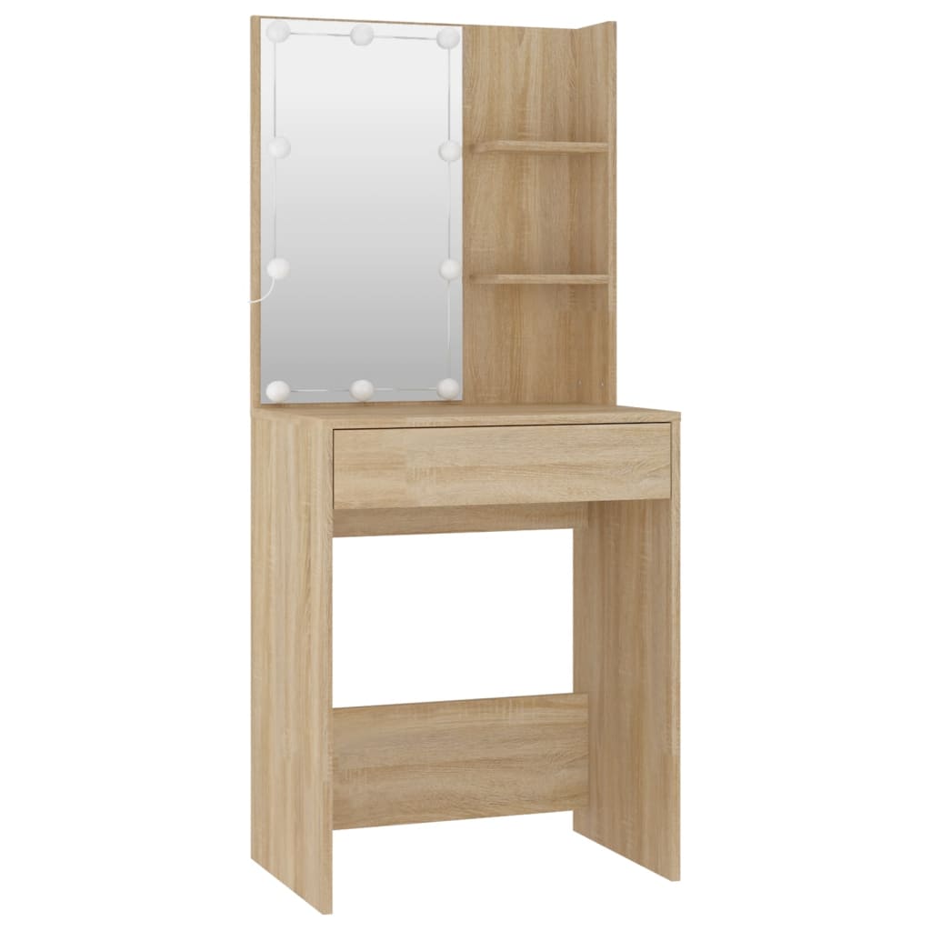 Ensemble de coiffeuse avec LED Chêne sonoma Bois d'ingénierie