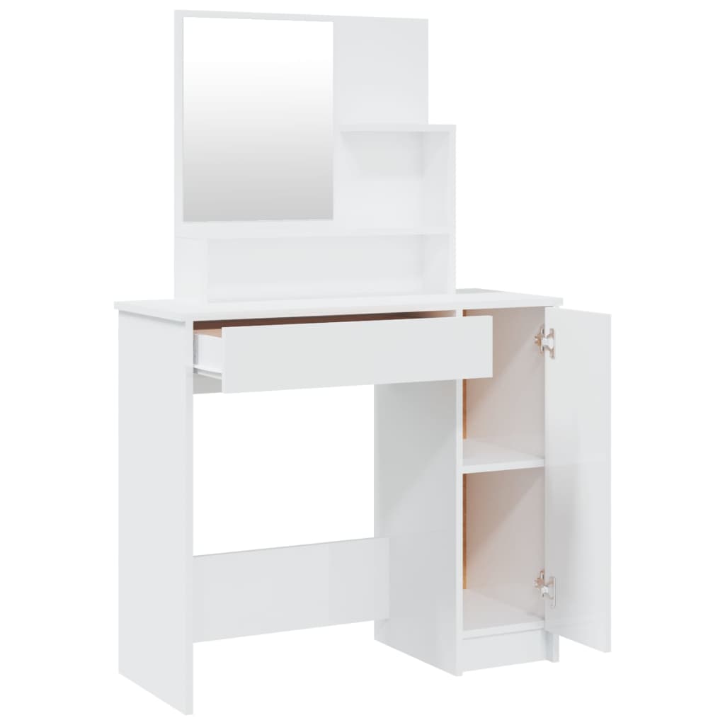 Ensemble de coiffeuse Blanc brillant 86,5x35x136 cm