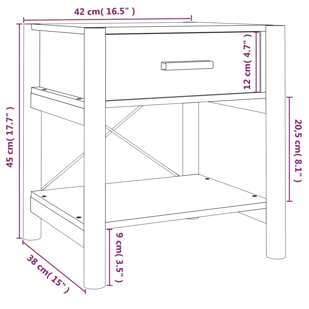 Tables de chevet 2 pcs Noir 42x38x45 cm Bois d’ingénierie