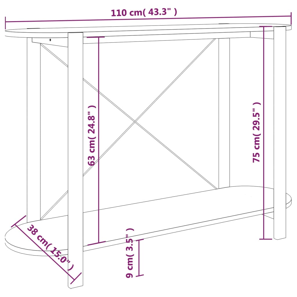 Table console Blanc 110x38x75 cm Bois d'ingénierie