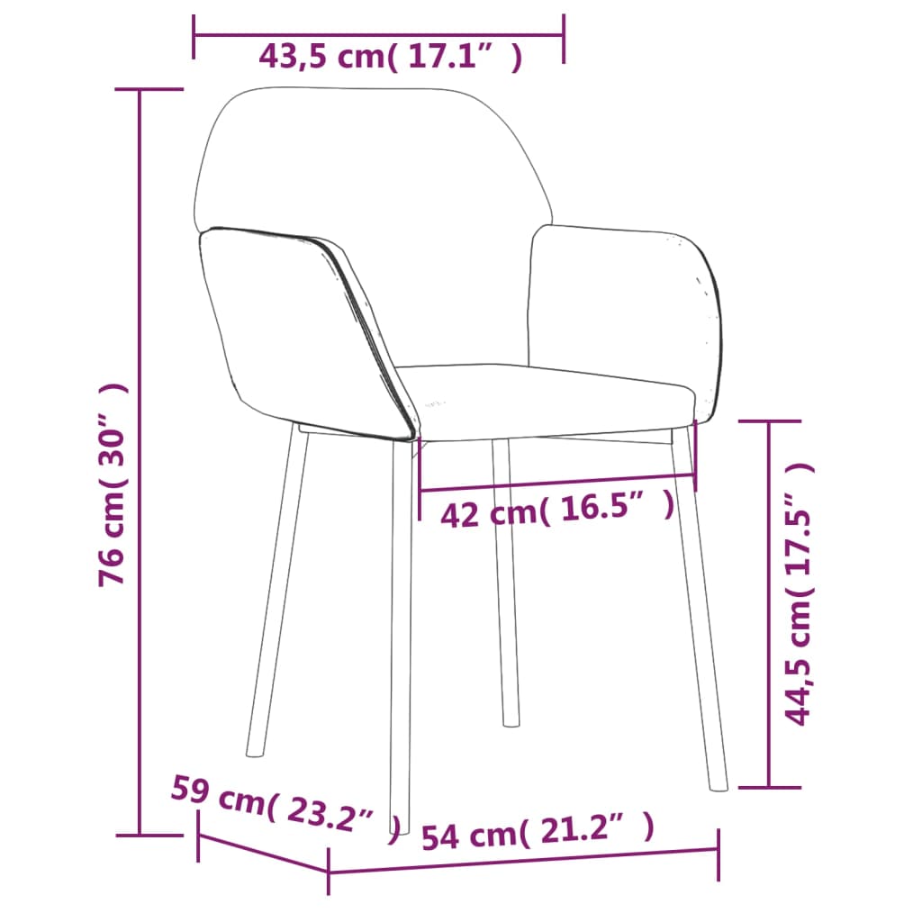 Chaises à manger lot de 2 Gris clair Velours