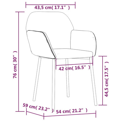 Chaises à manger lot de 2 Gris clair Velours