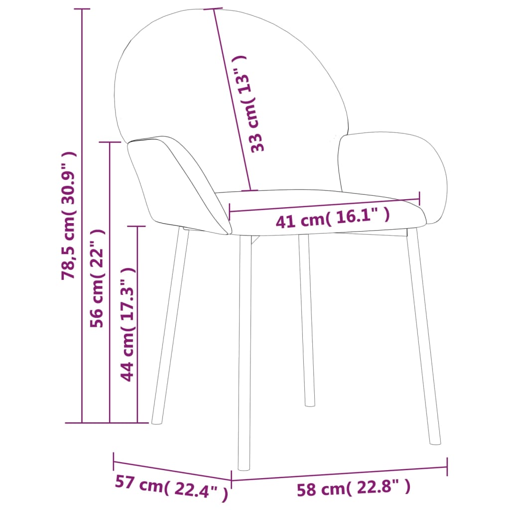 Chaises à manger lot de 2 Gris foncé Velours