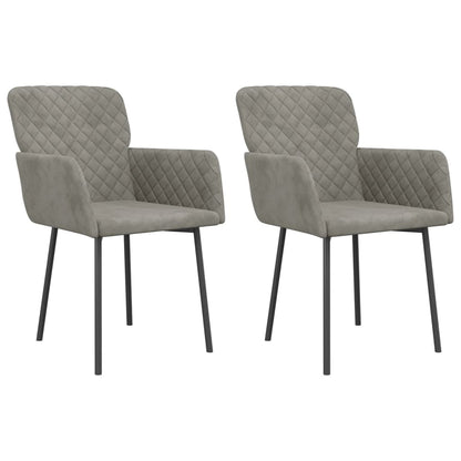 Chaises à manger lot de 2 Gris clair Velours