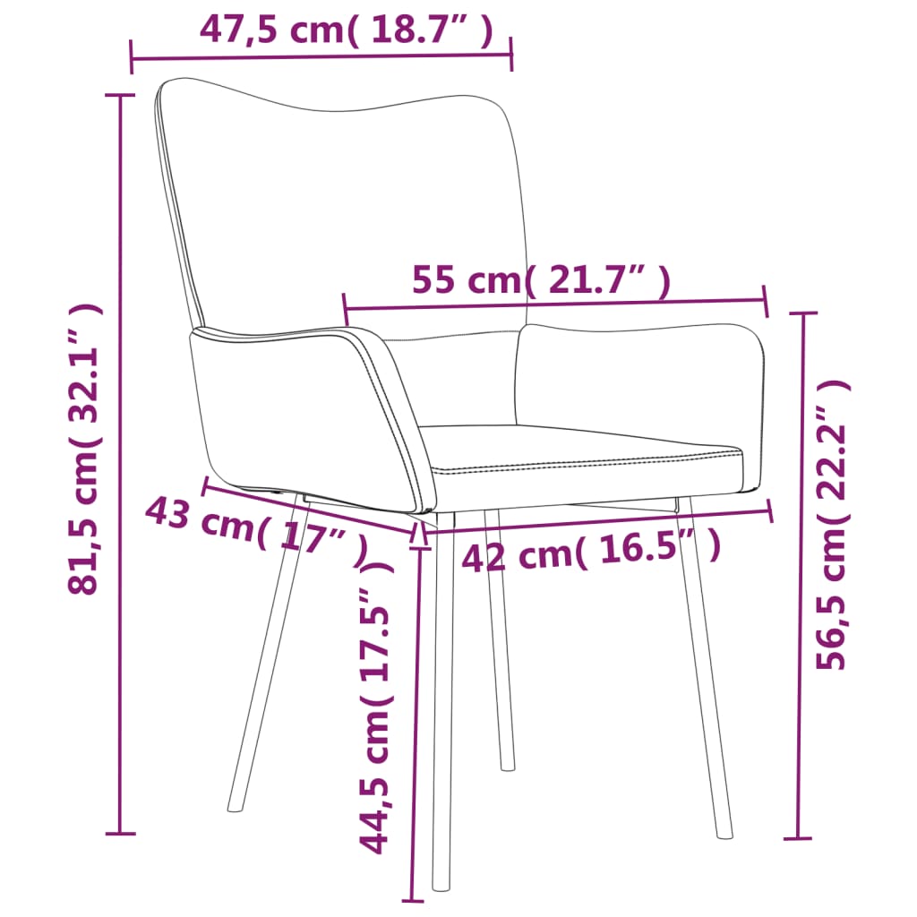 Chaises à manger lot de 2 Noir Velours