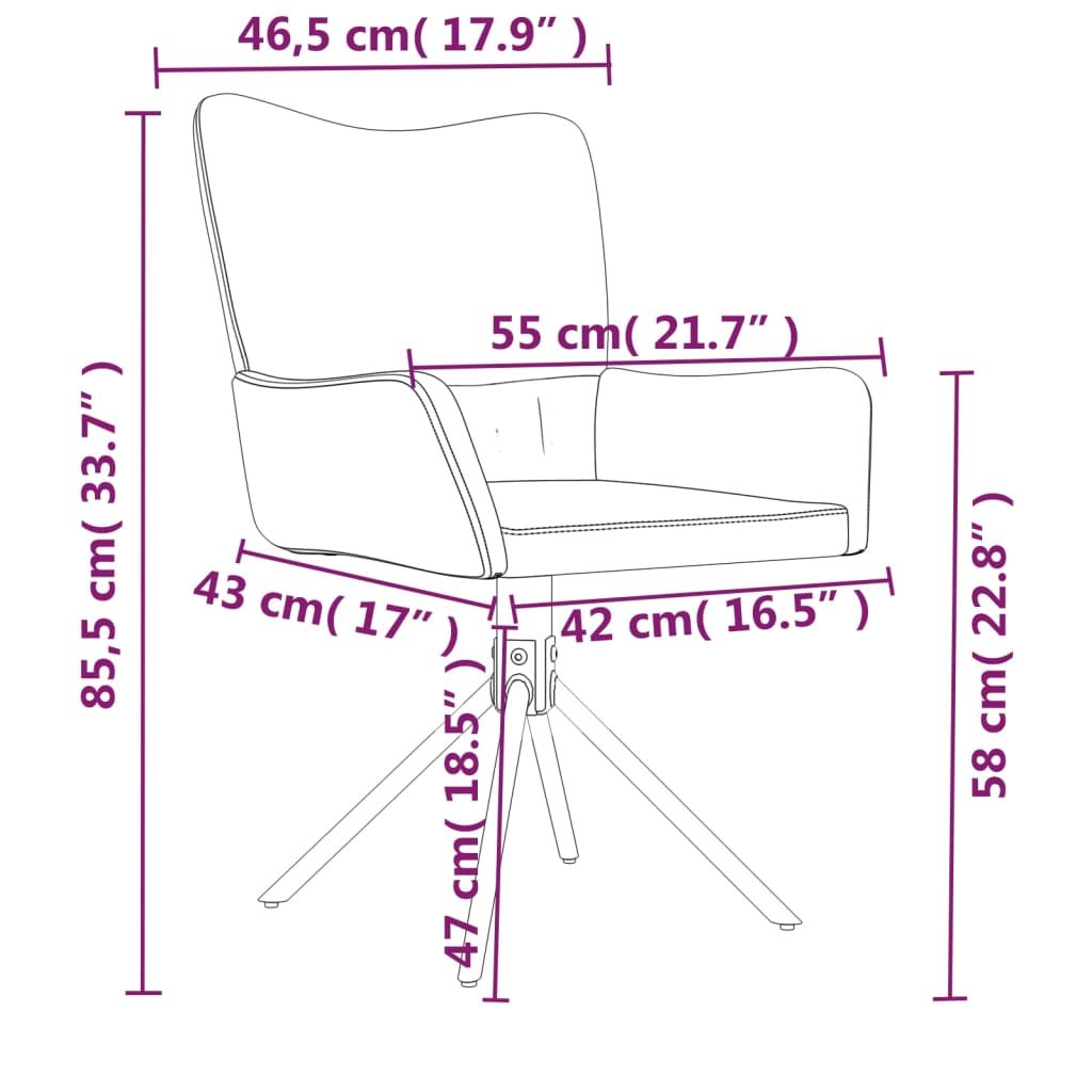 Chaises pivotantes à manger lot de 2 Bleu Velours