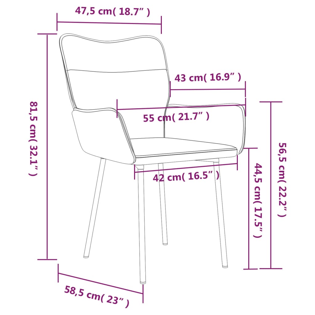 Chaises à manger lot de 2 Rose Velours