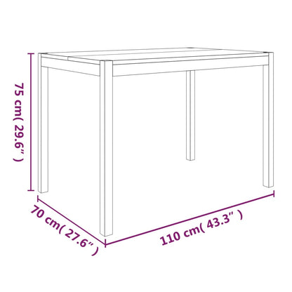 Table à manger 110x70x75 cm bois d'acacia solide