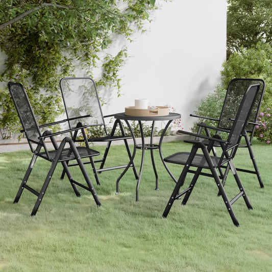 Ensemble à manger de jardin 5 pcs Maille Métal Anthracite