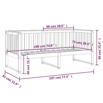 Lit de jour sans matelas gris 75x190 cm bois de pin massif