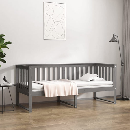 Lit de jour sans matelas gris 75x190 cm bois de pin massif