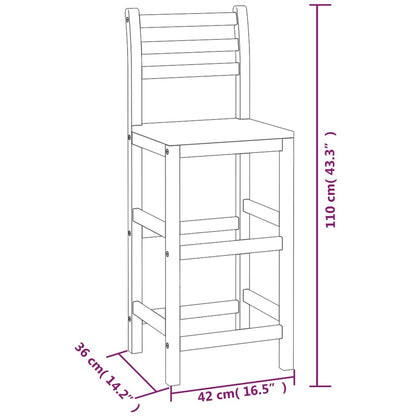 Tabourets de bar lot de 6 bois massif d'acacia