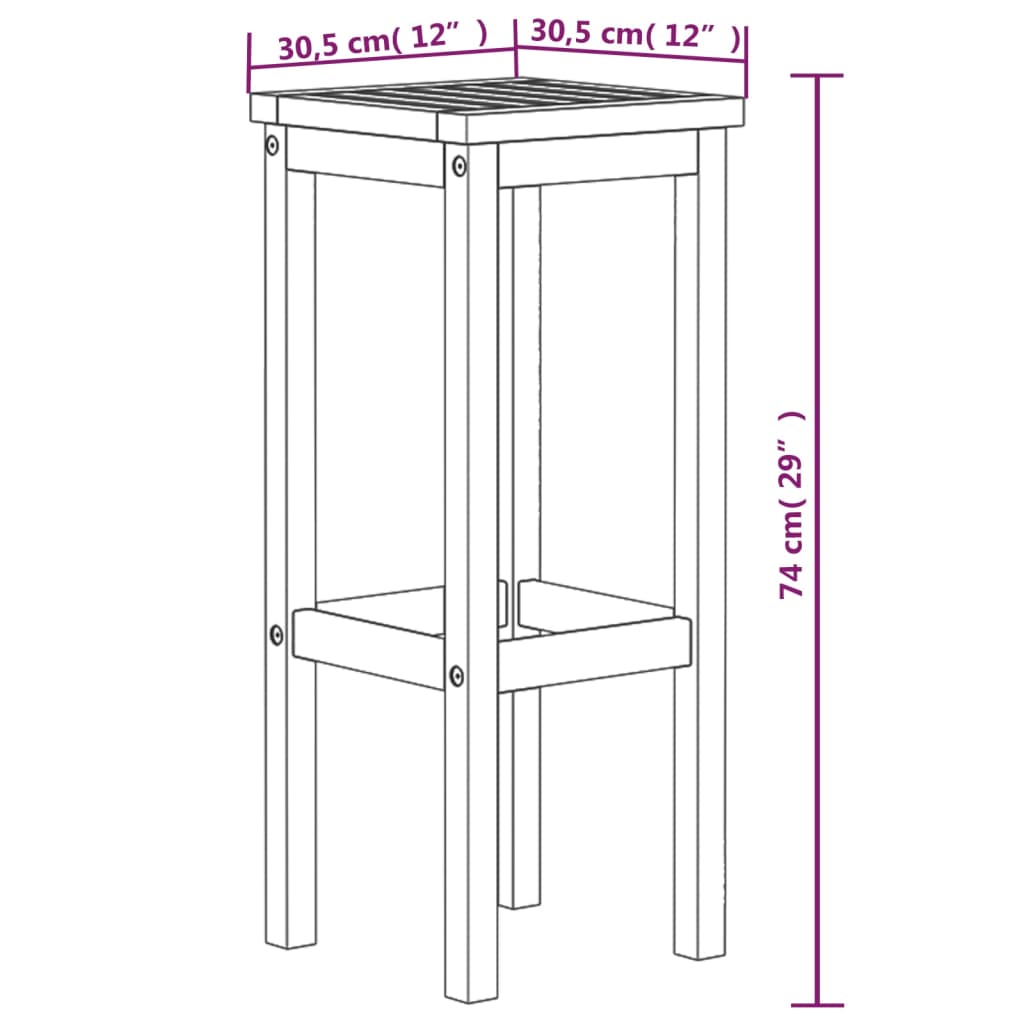 Tabourets de bar lot de 4 bois massif d'acacia