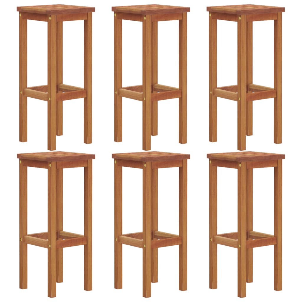 Tabourets de bar lot de 6 bois massif d'acacia