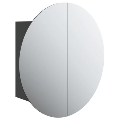 Armoire de salle de bain miroir rond et LED Noir 40x40x17,5 cm