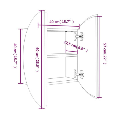 Armoire de salle de bain miroir rond et LED Gris 40x40x17,5 cm