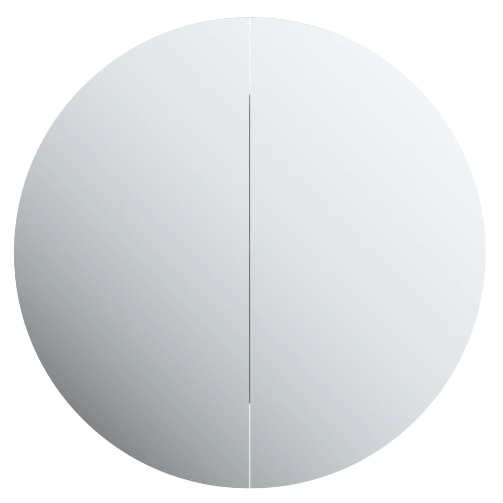 Armoire de salle de bain miroir rond et LED Gris 47x47x17,5 cm