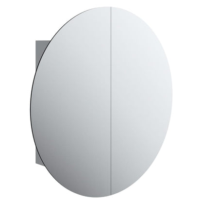 Armoire de salle de bain miroir rond et LED Gris 54x54x17,5 cm