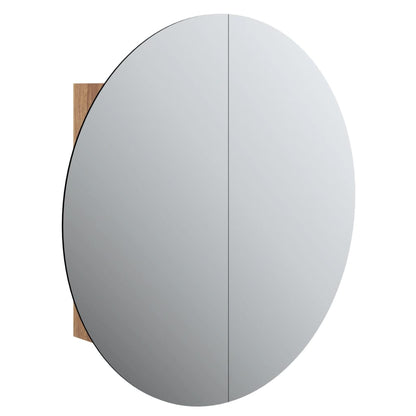 Armoire de salle de bain miroir rond et LED Chêne 54x54x17,5 cm