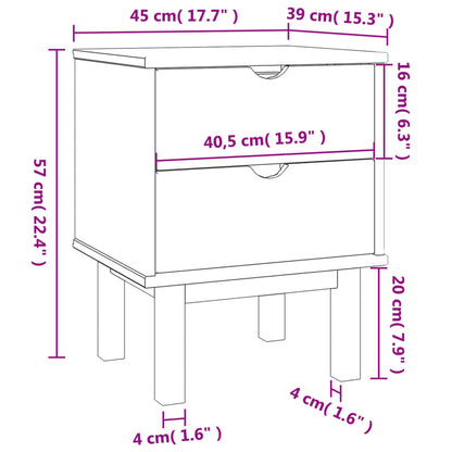 Table de chevet OTTA marron et gris 45x39x57 cm bois pin massif