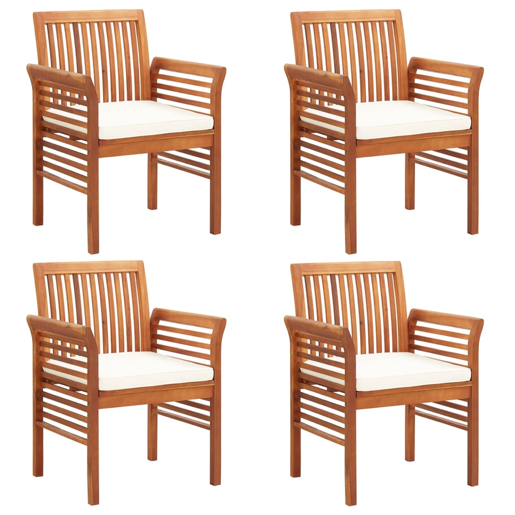 Chaises de jardin avec coussins lot de 4 Bois d'acacia massif