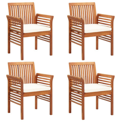 Chaises de jardin avec coussins lot de 4 Bois d'acacia massif