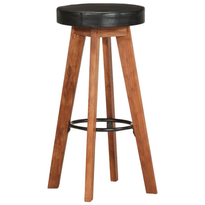 Tabourets de bar 2 pcs Cuir véritable et bois d'acacia solide