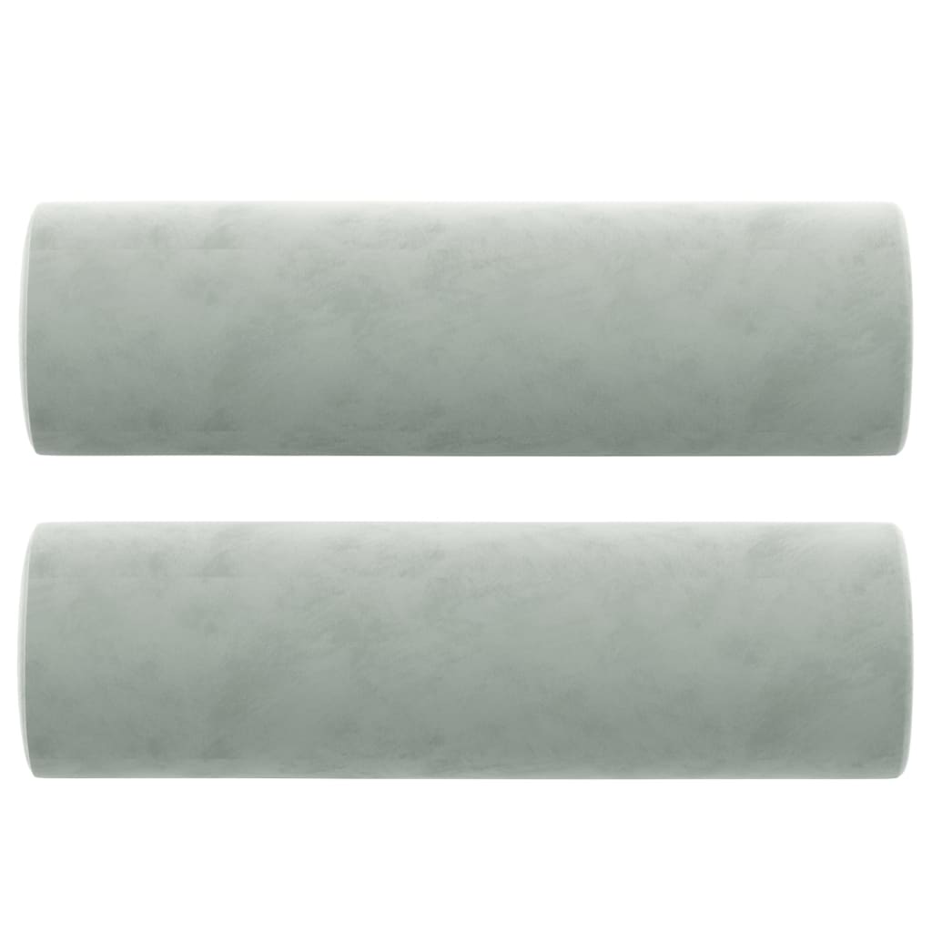 Coussins décoratifs lot de 2 Gris clair Ø15x50 cm Velours