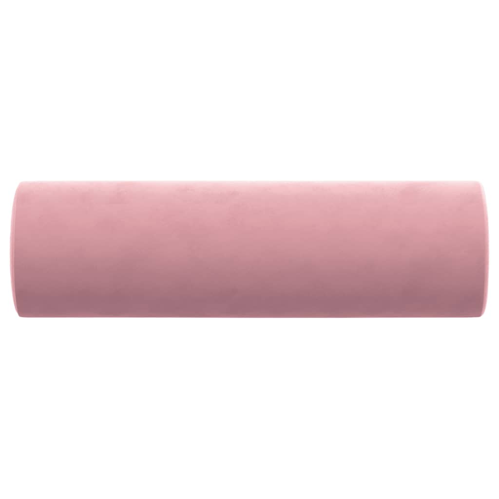 Coussins décoratifs lot de 2 Rose Ø15x50 cm Velours