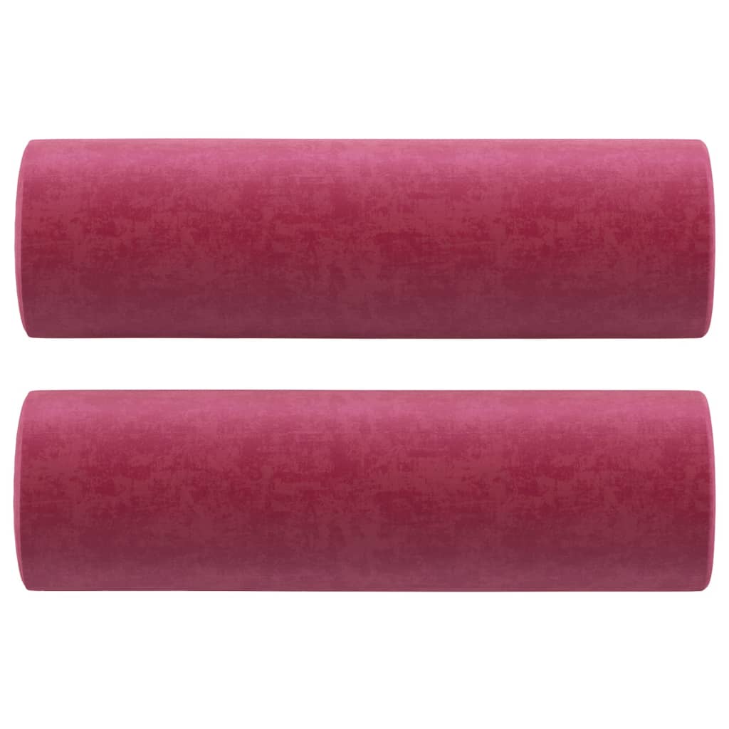 Coussins décoratifs lot de 2 Rouge bordeaux Ø15x50 cm Velours